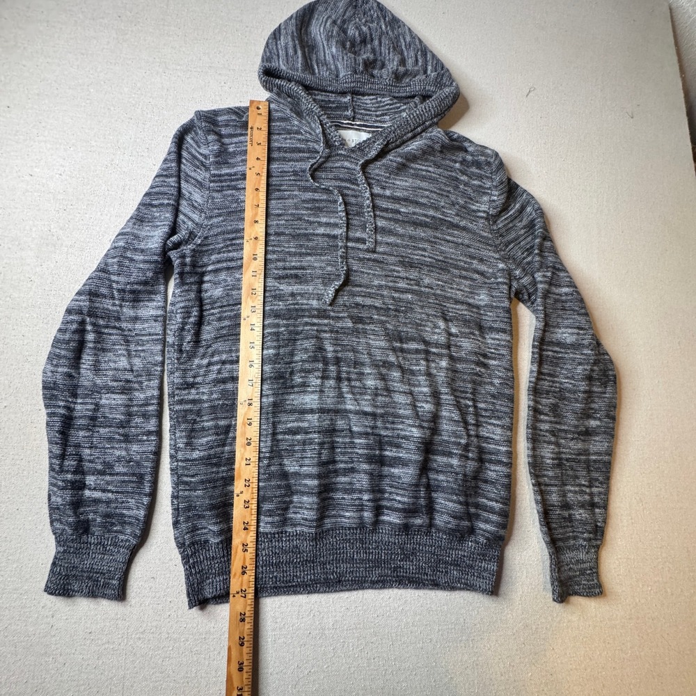 Sun + Stone Gray Marled Knit Hoodie‎ Sweater Medium 100% Cotton Surfer Coastal - Picture 5 of 7